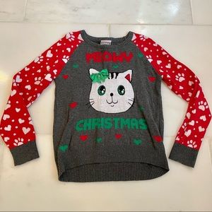 Meowy Christmas Girls Sweater - Size 7-8
